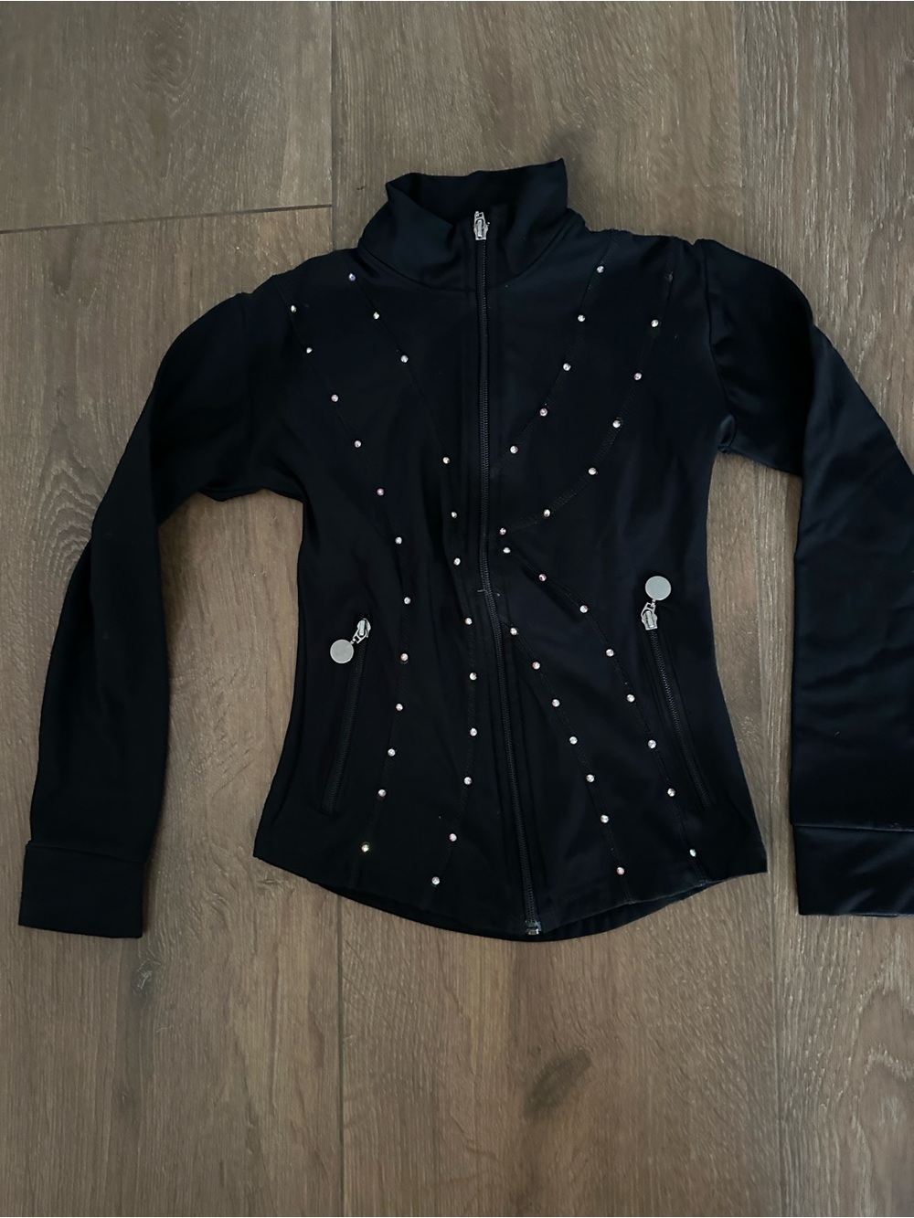 Girls' Black Rhinestone-Trim Bomber Jacket